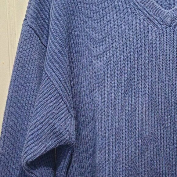 Vintage Creem Comp Menswear Blue Knit V-Neck Sweater XL - Picture 8 of 13